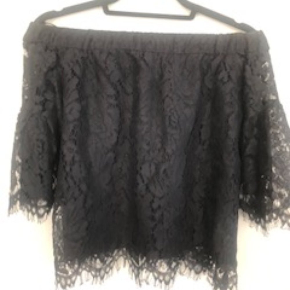 Black lace off the shoulder top